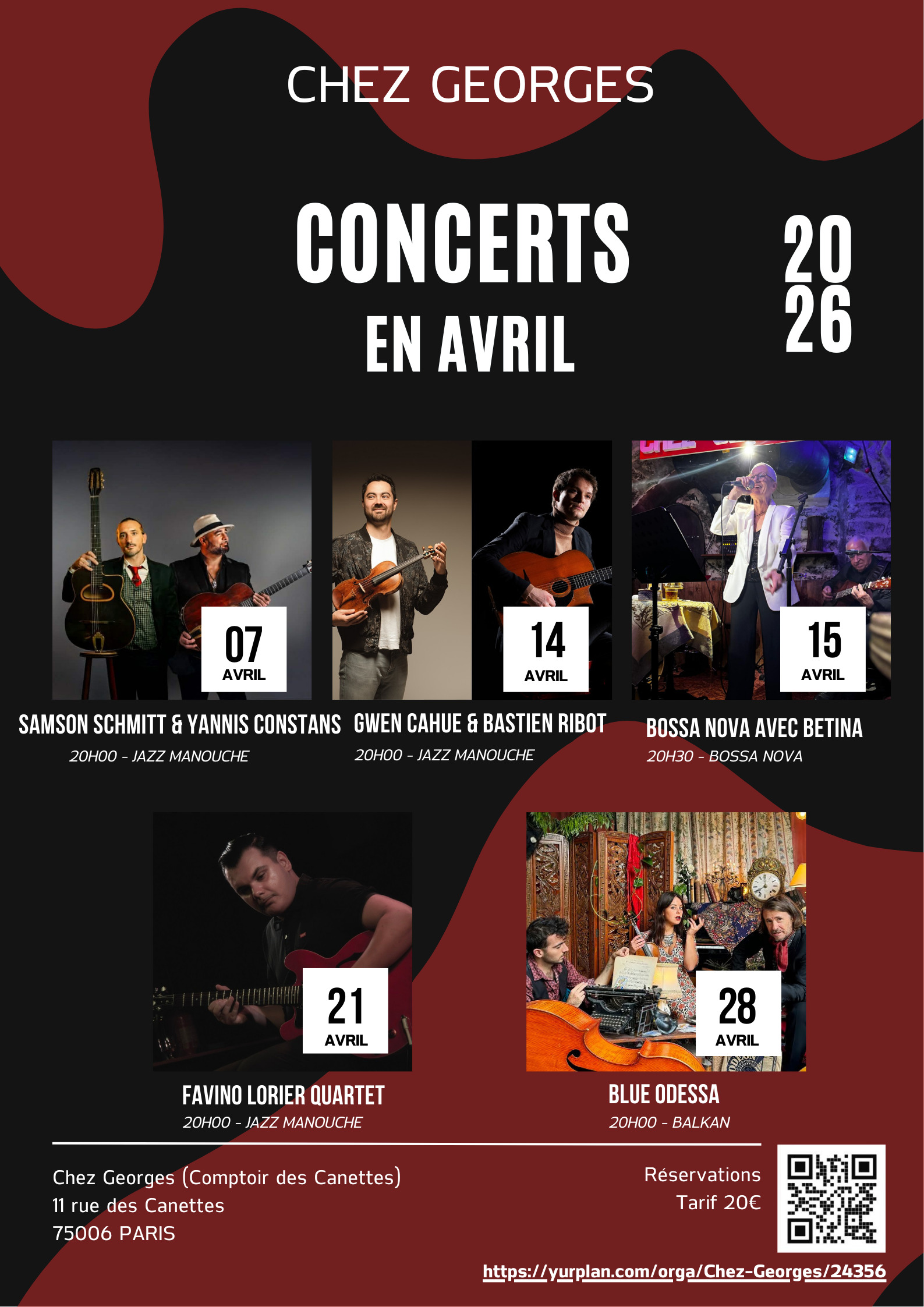 Programme concerts Chez Georges